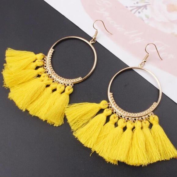Bohemian Tassel Fringe Hook Earring - Picture 3 of 4